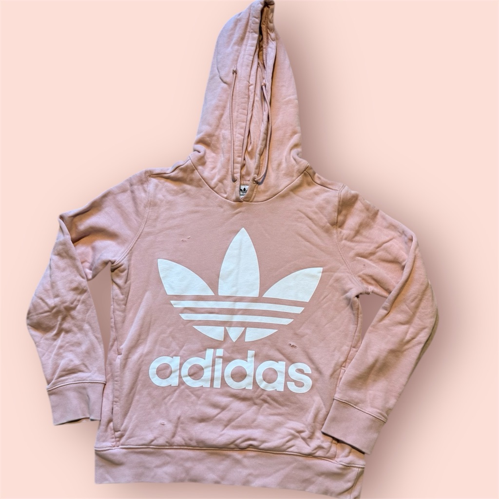 Adidas Distressed Blush Hoodie With White Trefoil